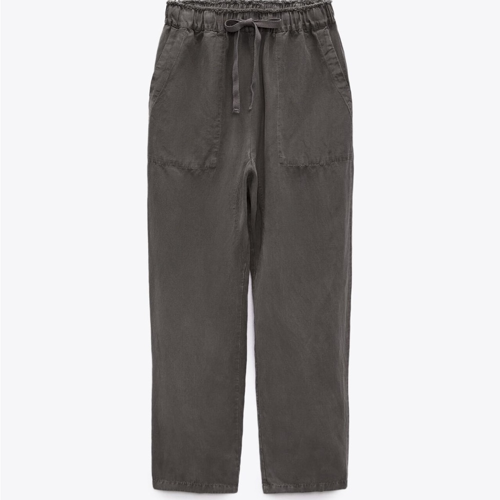 Zara l.a. slouchy fit linen pants gray (nwt)